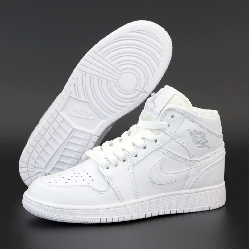 

Мужские кроссовки в стиле Nike Air Jordan 1 Retro High, кожа, белый, Китай 44