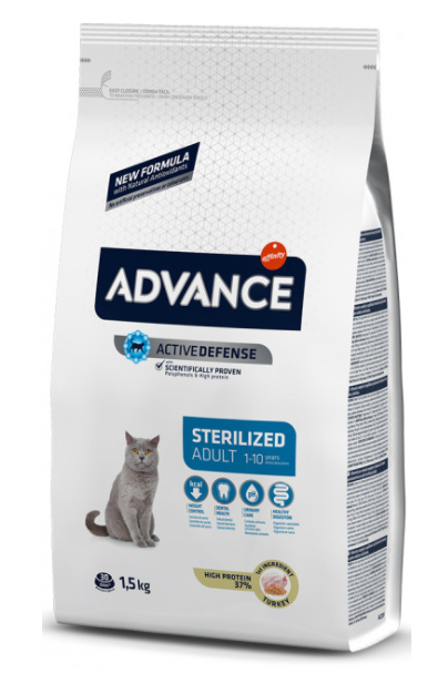 

Сухой корм для кошек Advance Cat Sterilized 1.5 кг. для стерилизованных котов и кошек против ожирения