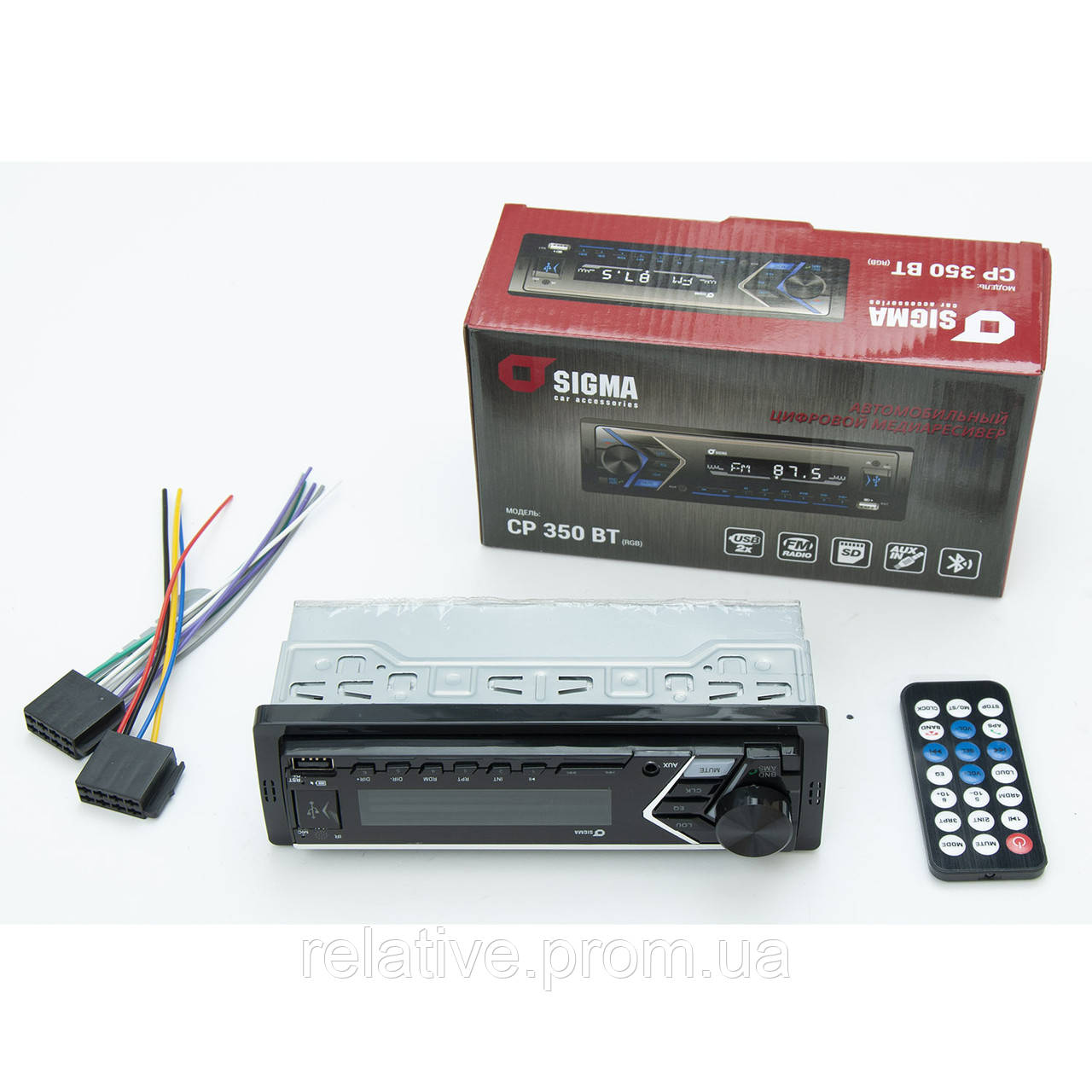 

Магнитола-FM - "SIGMA" - CP-350BT Bluetooth - (RGB)/USB/SD/4x40W