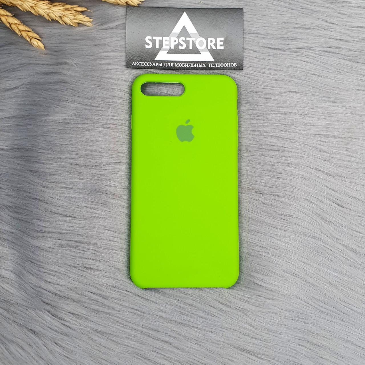 

Чехол силиконовый Silicone case для iPhone 7 plus 8 plus с микрофиброй бирюзовый мятный soft противоударный Grass Green