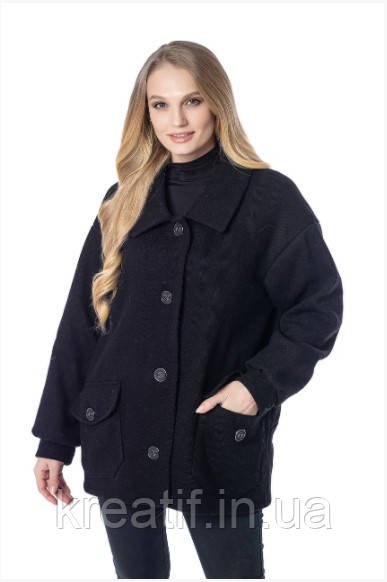 

Женское пальто демисезонное короткое большого размера 48, 50, 52, 54, 56, 58 р черный цвет 56