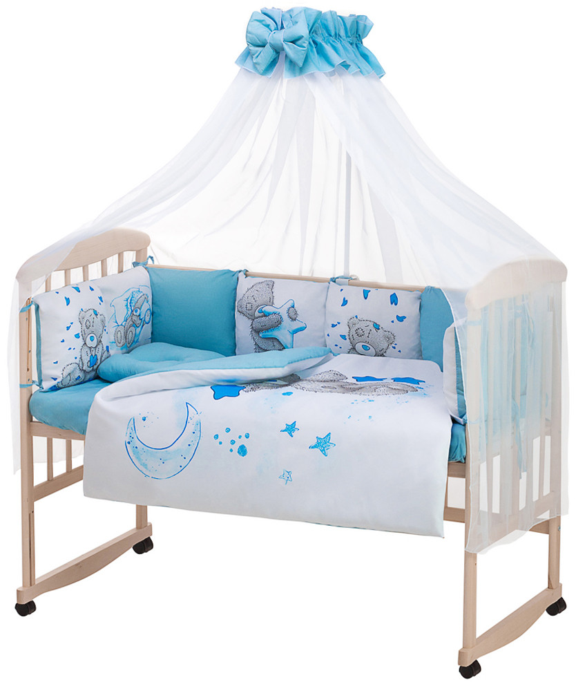 

Детская постель Babyroom Bortiki Print-08 blue teddy