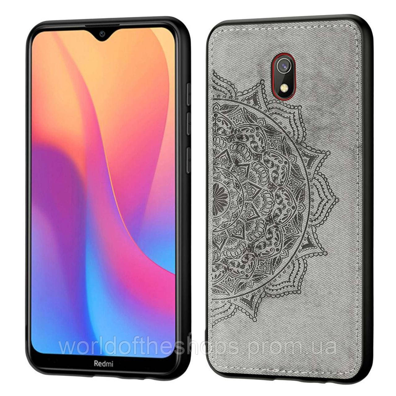 

TPU+Textile чехол Mandala с 3D тиснением для Xiaomi Redmi 8a, Серый