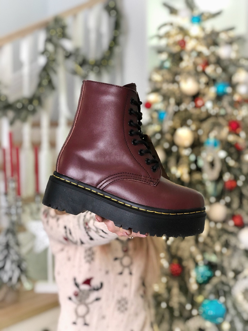 

Женские ботинки Dr Martens Jadon 2 Bordo Winterна меху зимние бордовые, Бордовый