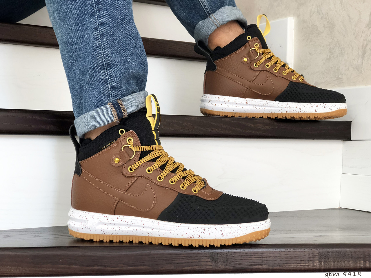 

Мужские кроссовки в стиле Nike Найк Lunar Force 1 Duckboot, кожа, коричневые с черным 45 (28,5 см), Коричневый