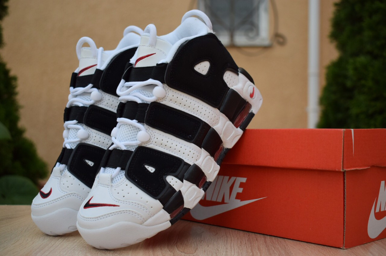 

Мужские кроссовки в стиле Nike Найк Air More Uptempo, кожа, белые с черным 45 (28,5 см), Белый