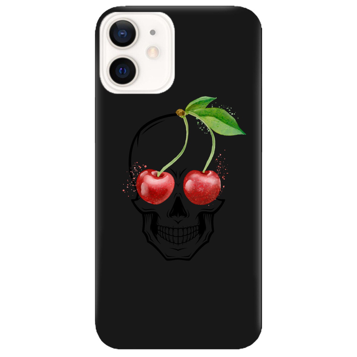 

Чехол для Apple iPhone 12 черный матовый soft touch Cherry skull