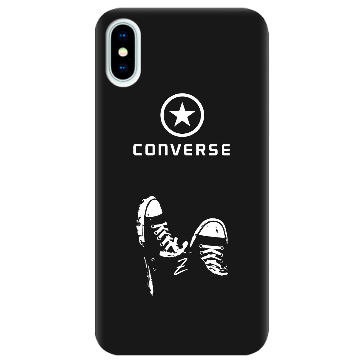 

Чехол для Apple iPhone X черный матовый soft touch Converse