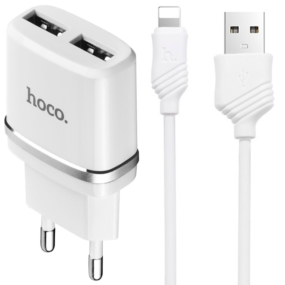 

СЗУ HOCO C12 Smart (2USB/2.4A) + USB - Lightning (белый)