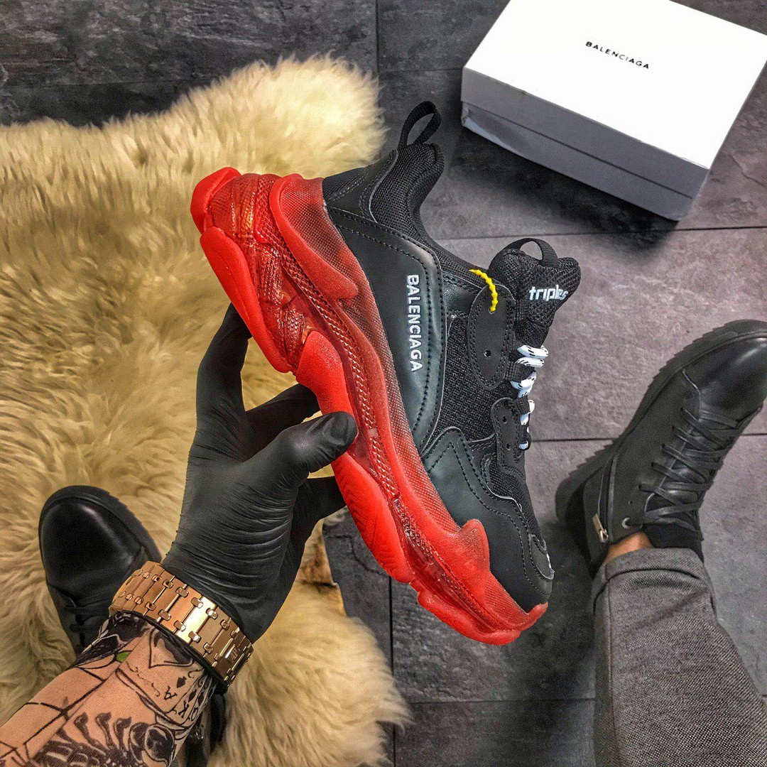 

Balenciaga Triple S Clear Sole Black Red (Черный), Чёрный