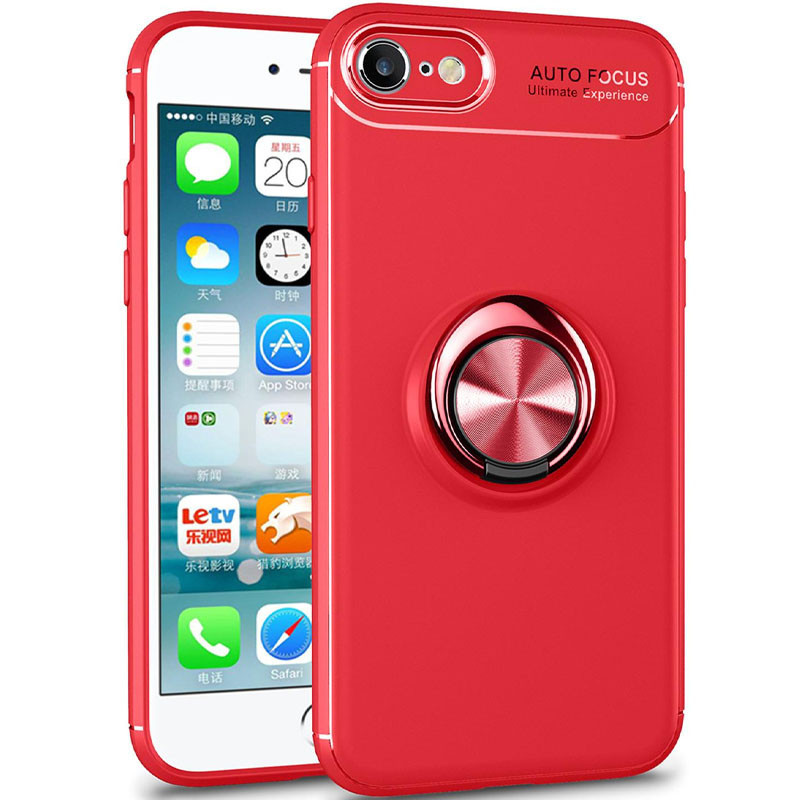 

TPU чехол Deen ColorRing под магнитный держатель (opp) для Apple iPhone 7 / 8 / SE (2020) (4.7, Красный / красный