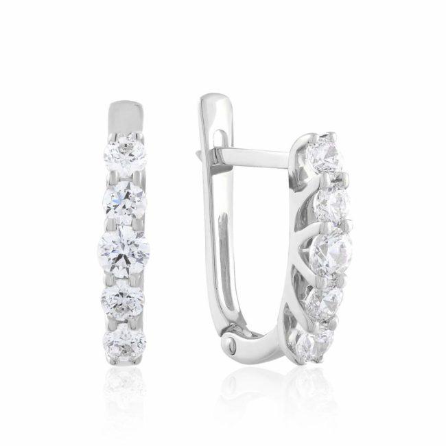 

Серьги с английской застежкой с камнями SWAROVSKI Zirconia "Ангелина", белое золото, С4195/1SW