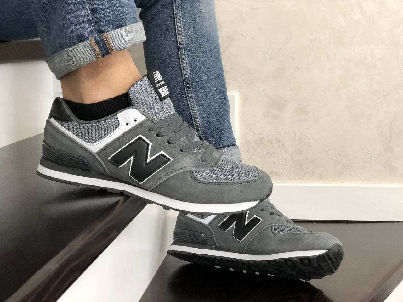 

Мужские серые кроссовки New Balance 574 (Нью Баланс 574) 45, Серый