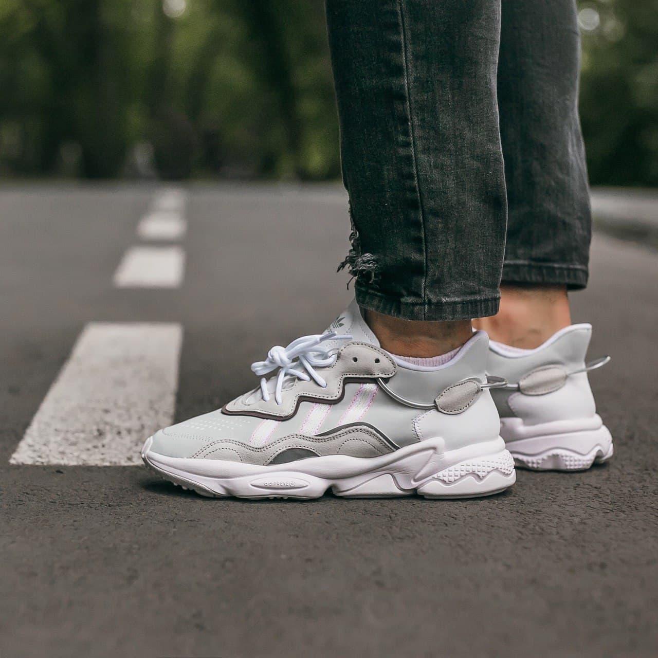 

Женские кроссовки Adidas Ozweego White Grey / Адидас Озвиго Белые Серые 37, Бежевый