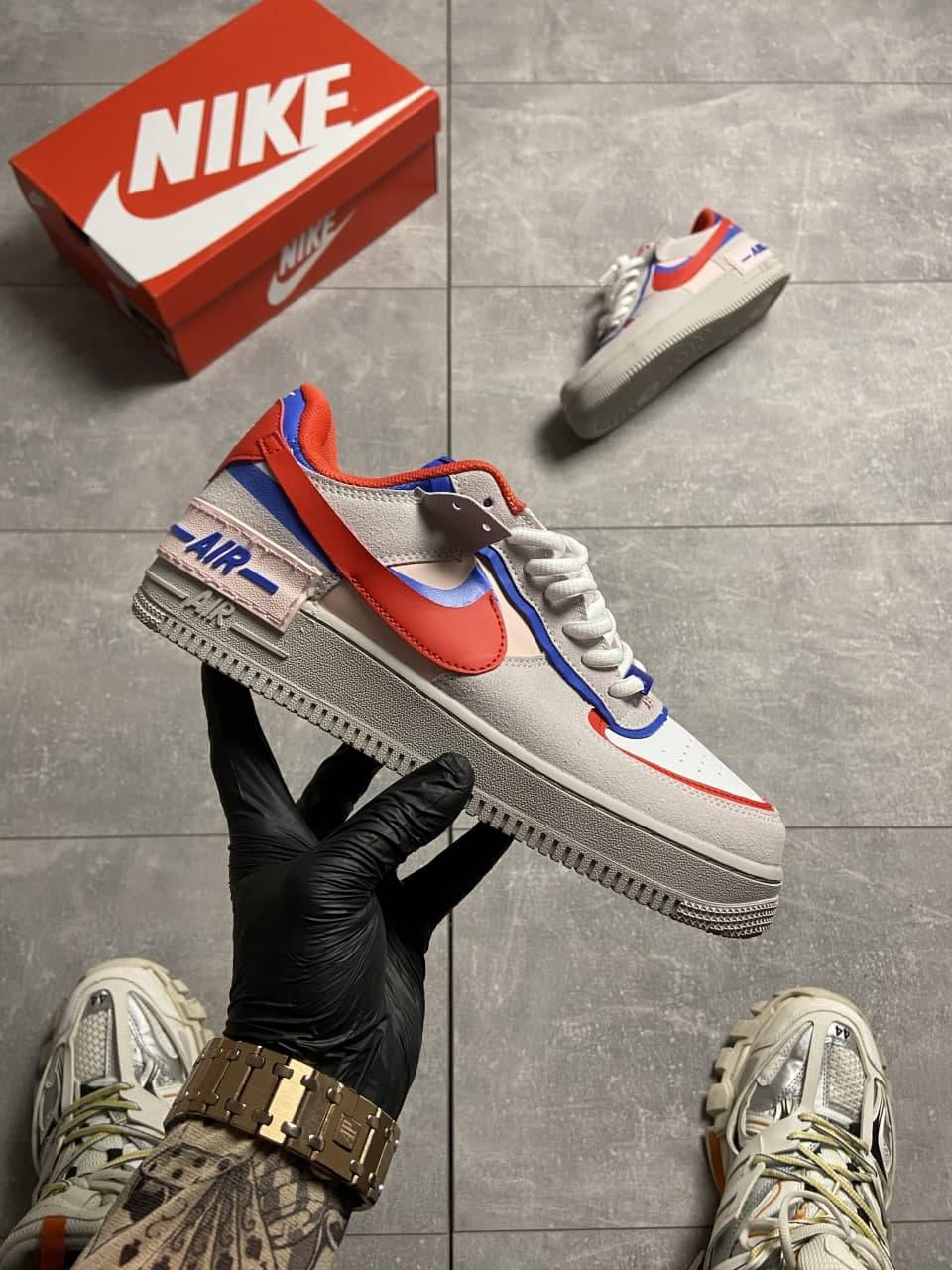 

Женские Кроссовки Nike Air Force Shadow Grey Red Blue / Найк Аир Форс Шадоу Серый Красный Голубой 40, Разные цвета