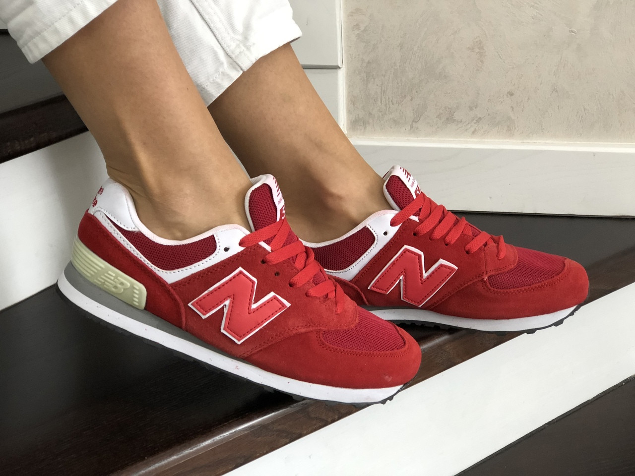 

Женские кроссовки New Balance 574 красные нью беланс, Красный