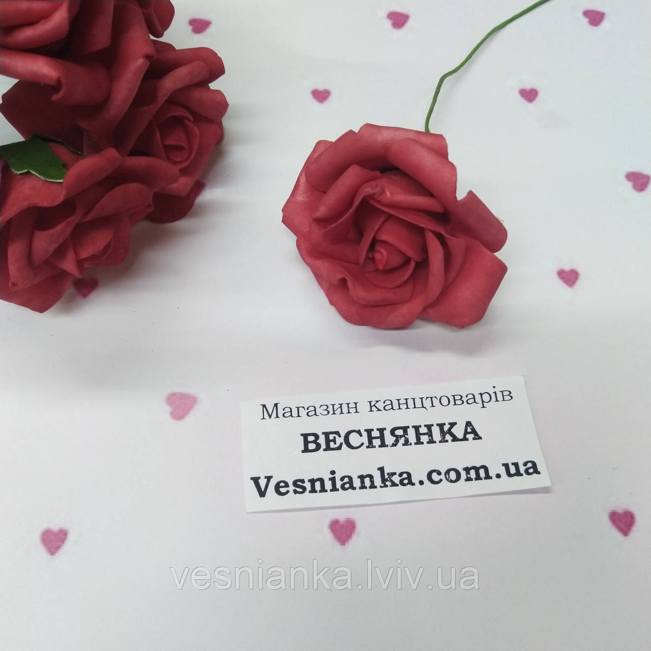 Декоративні квіти рози з фоамірану, 6 см. рожеві, бордові 1 шт., цена 6.50  грн - Prom.ua (ID#1398393256)