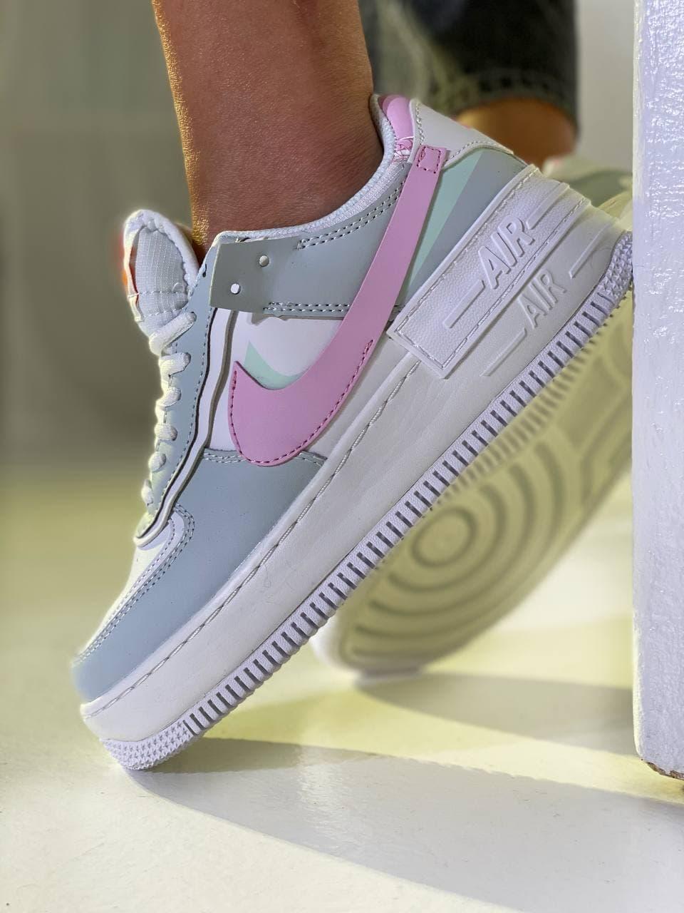 

Женские кроссовки Nike Air Force Shadow Grey Pink White / Найк Аир Форс Шадоу Серые Розовые Белые 40, Серый