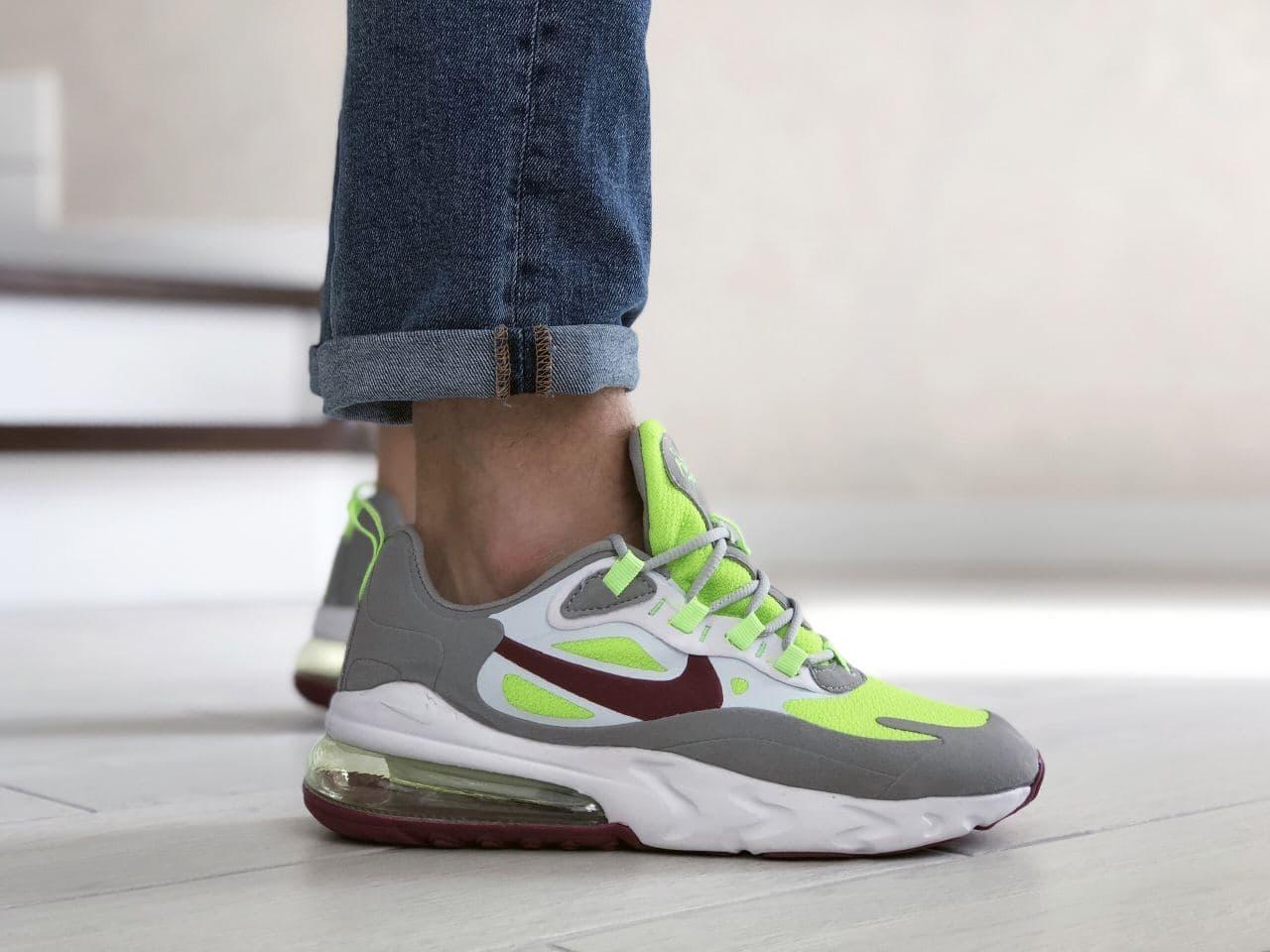 

Кроссовки Nikкe Air Max 270 React серые с салатовым | мужские кроссовки 41-45р. 42