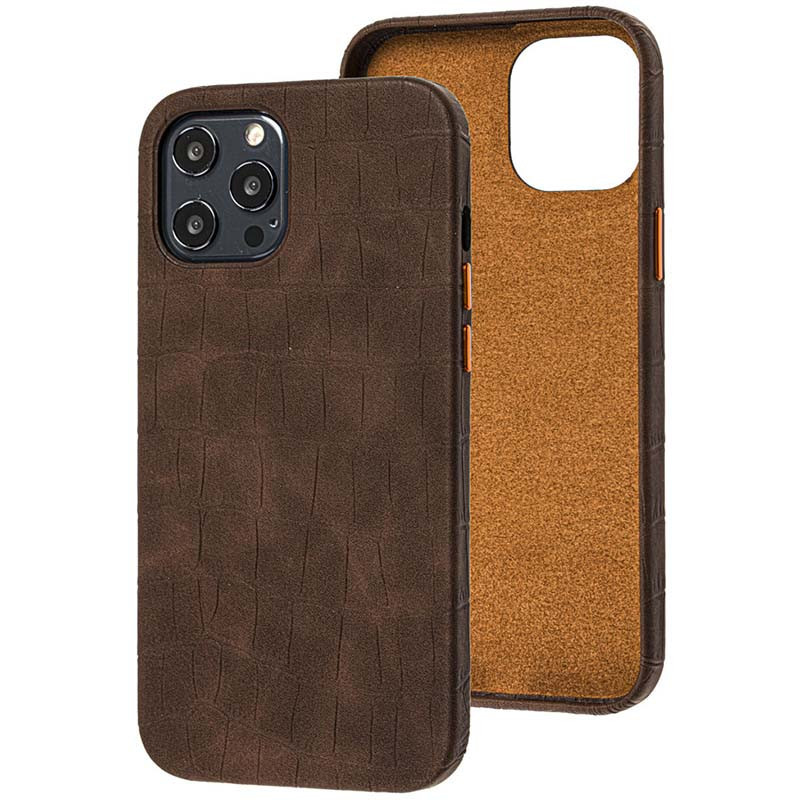 

Кожаный чехол Croco Leather для Apple iPhone 12 Pro Max (6.7") Brown