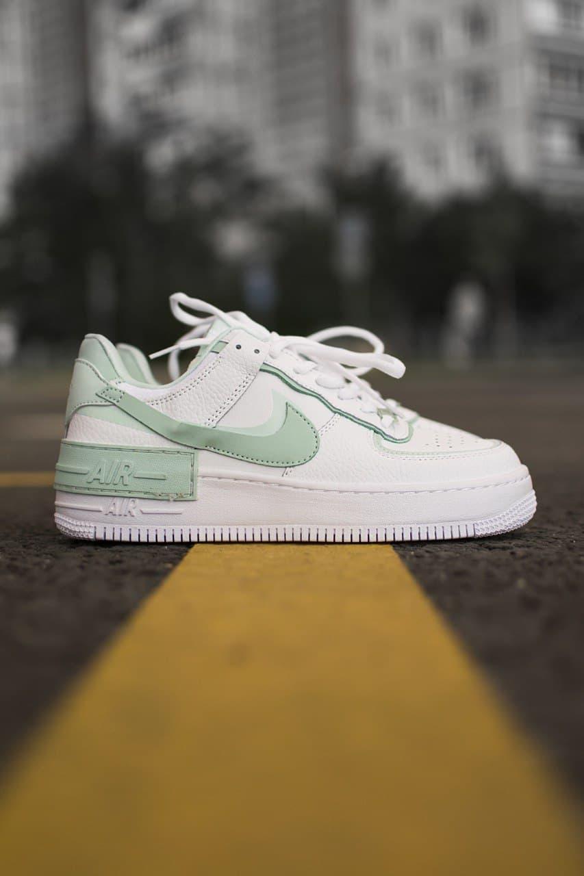 

Женские кроссовки Nike Air Force Shadow White Mint / Найк Аир Форс Шадоу Белые Мятные, Белый