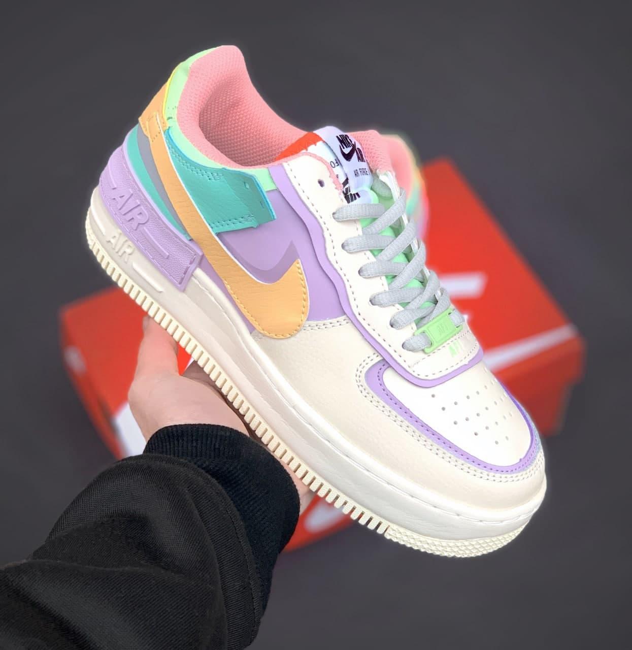 

Женские кроссовки Nike Air Force Shadow Pale Ivory Purple / Найк Аир Форс Шадоу Айвори Фиолетовые, Белый