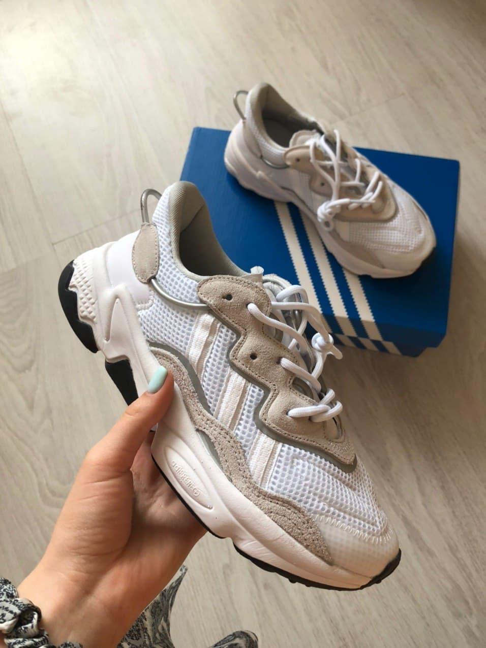 

Кроссовки женские Adidas Ozweego White Grey Reflective / Адидас Озвиго Белые Серые Рефлективные 37, Белый