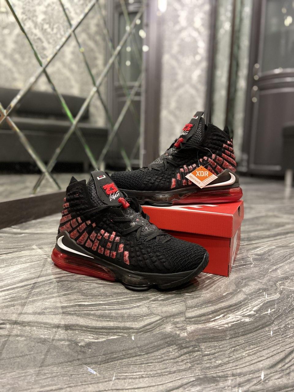 

Мужские кроссовки Nike LeBrone 17 Black Red / Найк Леброн 17 Черные Красные, Черный