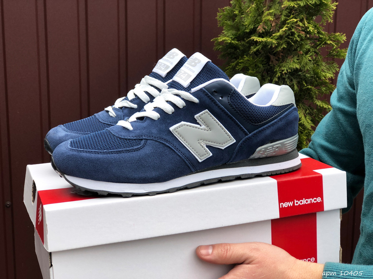 

Кроссовки мужские New Balance 574 темно-синие, Нью Баланс 574, замша, текстиль, код SD-10405 Да, 44, Синий