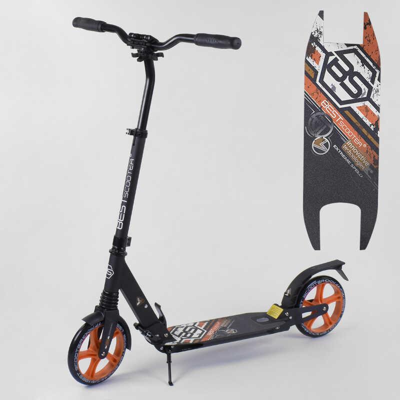 

Самокат алюминиевый Best Scooter с PU колесами, 2 аммортизаторами Black/Orange (92086), Черный + оранжевый