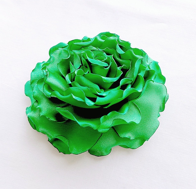 Брошка квітка з тканини ручної роботи "Зелена троянда" -купити-в інтернет - магазині AnnaRose