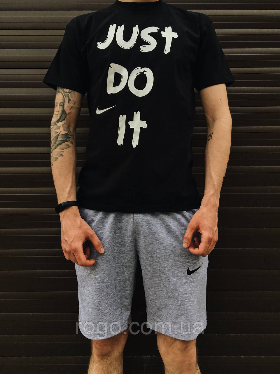 

Летний комплект мужской "NIKE Just do it", найк шорты и футболка черный и серый M