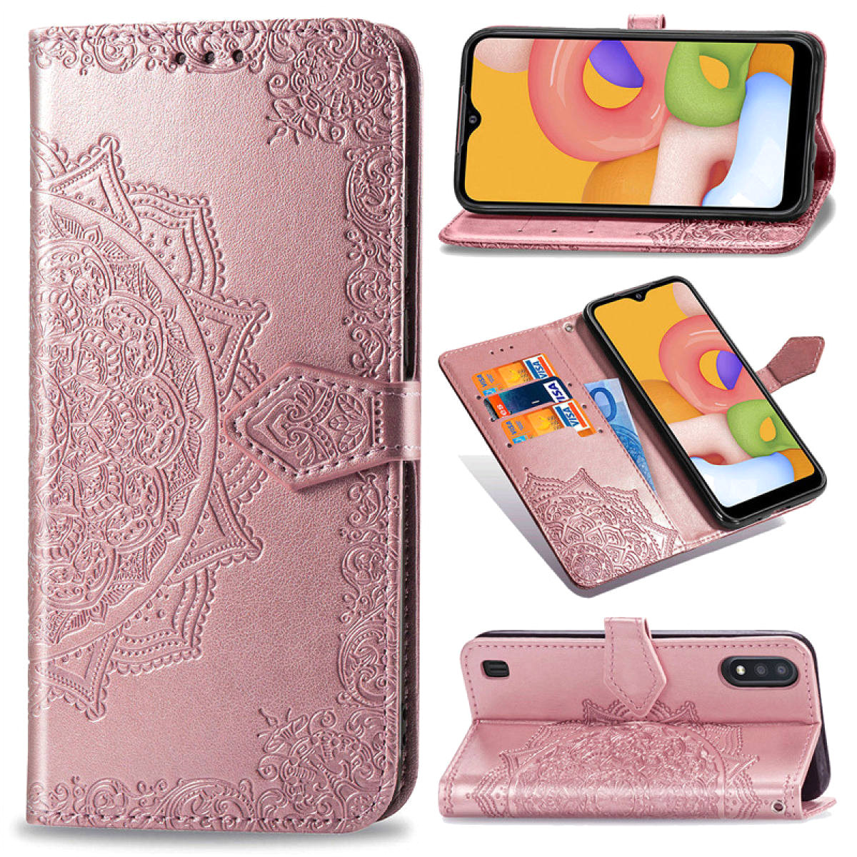 

Кожаный чехол (книжка) Art Case с визитницей для Samsung Galaxy A01, Розовый