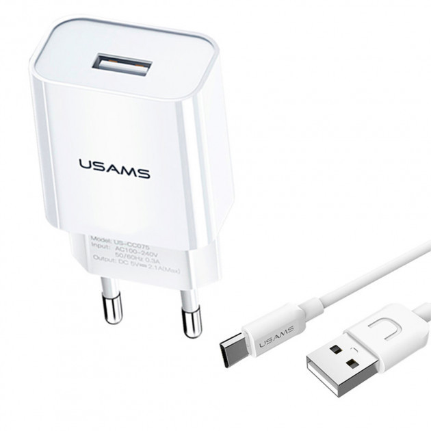 

Мережева зарядка Usams UStar Set 2.1А White