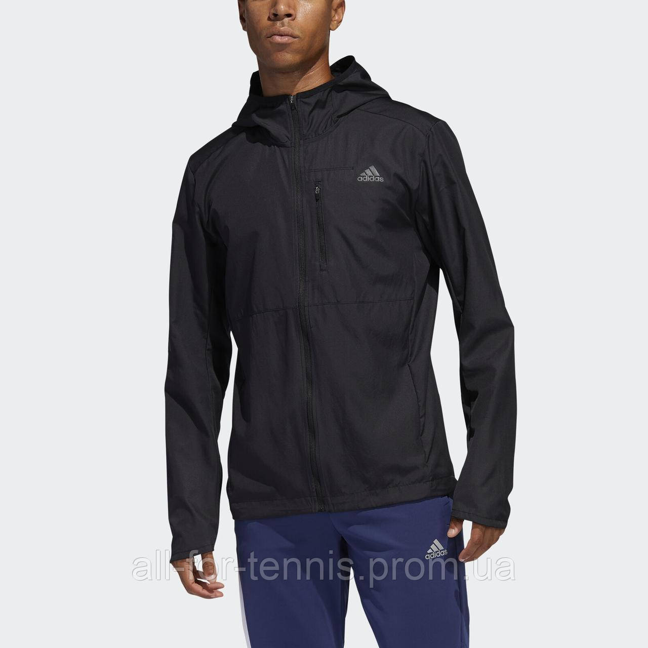 

Мужская ветровка с капюшоном adidas Own the Run Hooded Wind Jacket Men's Black FL6964 оригинал size L