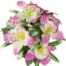 Букет штучний "Орхідеї бордюр" 6 квіток, 6,5 см, 22 см (5 видів), фото 3