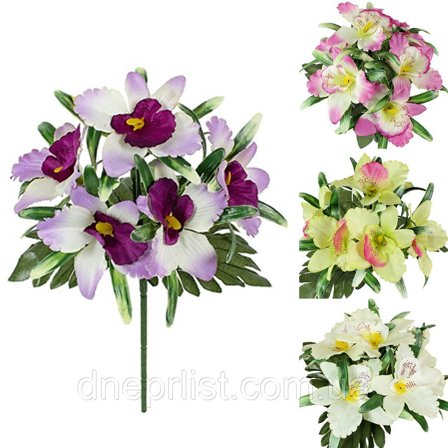 Букет штучний "Орхідеї бордюр" 6 квіток, 6,5 см, 22 см (5 видів)