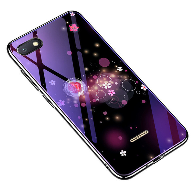 

TPU+Glass чехол Xiaomi Redmi 6A накладка, книжка, кейс, чехол-книжка, бампер Fantasy с глянцевыми торцами, Пузырьки и цветы