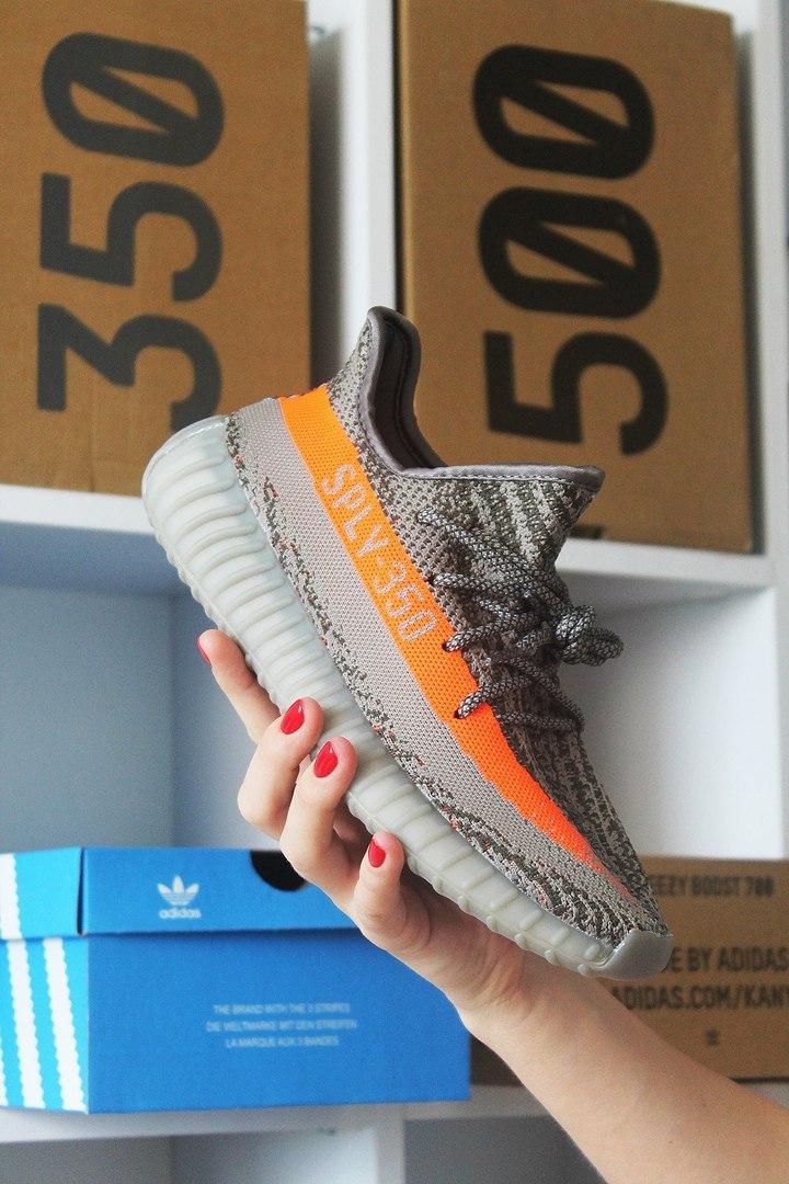 

Мужские кроссовки Adidas Yeezy Boost 350 Grey Orange / Адидас Изи Буст 350 Серые Оранжевые Мужской, 43, Серый