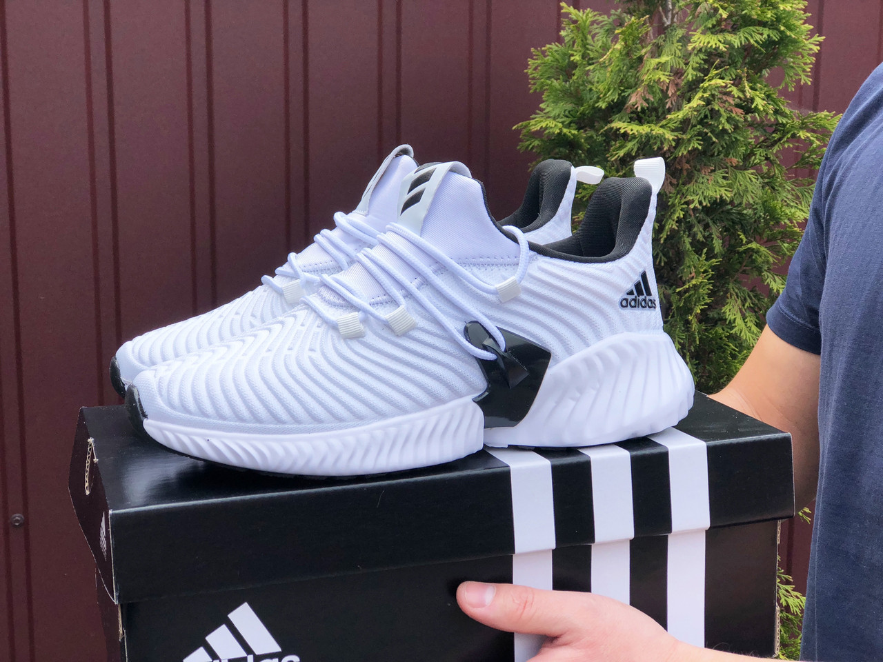 

Кроссовки мужские Adidas Alphabounce белые, Адидас, дышащий материал, прошиты. Код SD-10426, Белый