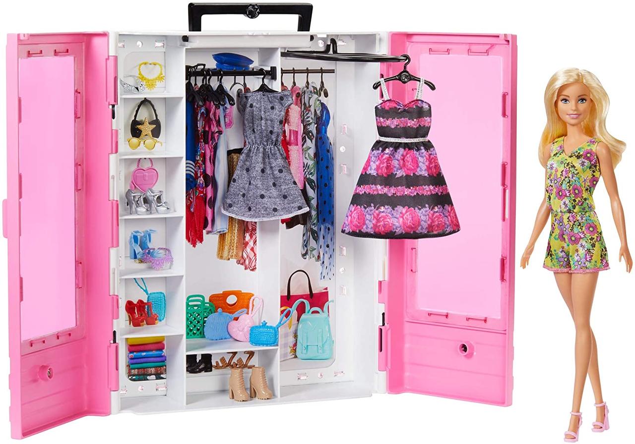 

Барби модный шкаф гардероб с одеждой обувью и куклой Barbie Fashionistas Ultimate Closet Mattel