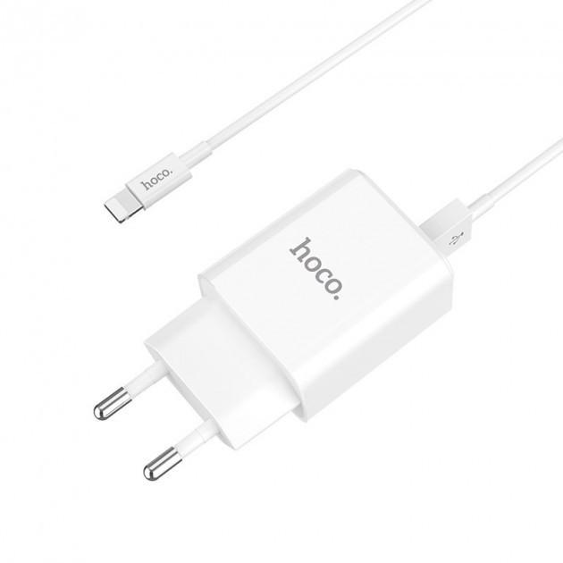 

Сетевое зарядное устройство Hoco C62A Victoria c кабелем Lightning (2USB, 2.1A) White