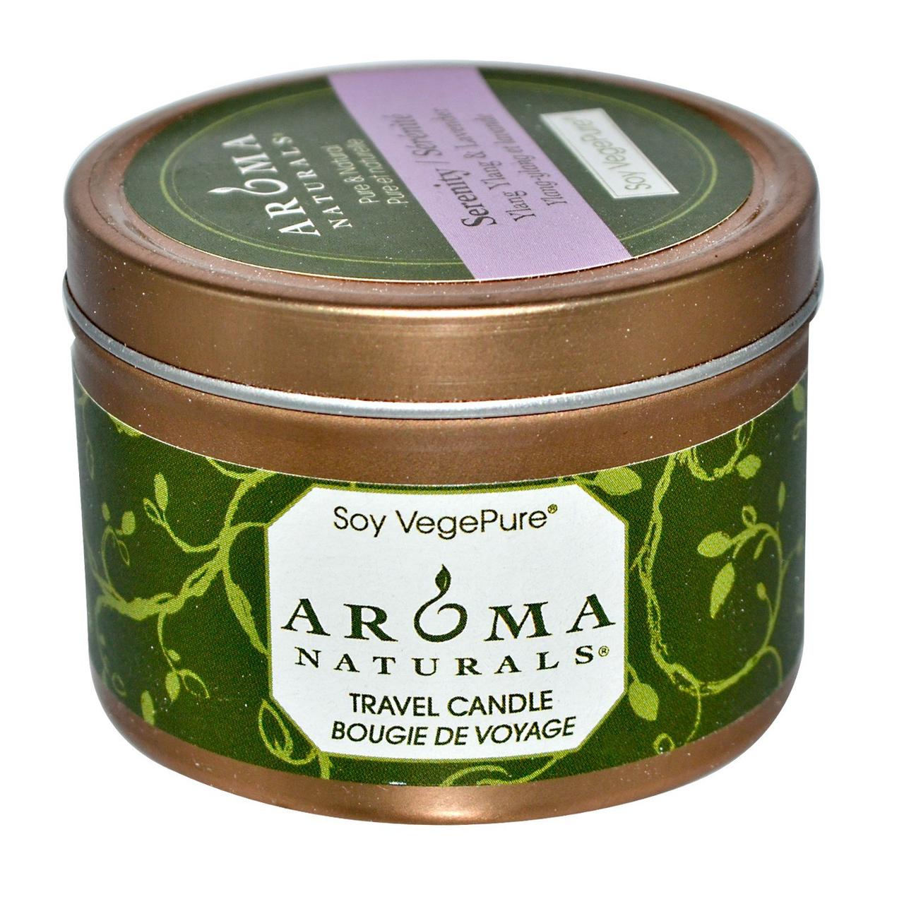 

Aroma Naturals, Soy VegePure, свеча для поездок, спокойствие, иланг-иланг и лаванда, 2,8 унции (79,38 г)