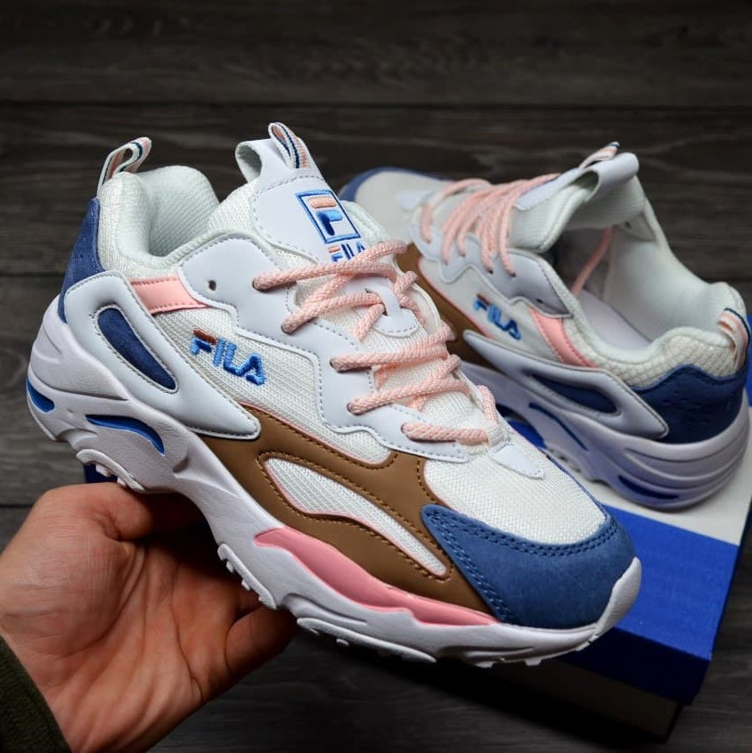 

Fila Ray Tracer Pink Blue White | кроссовки женские; розовые/синие/белые; осенние/весенние; кожа, Белый
