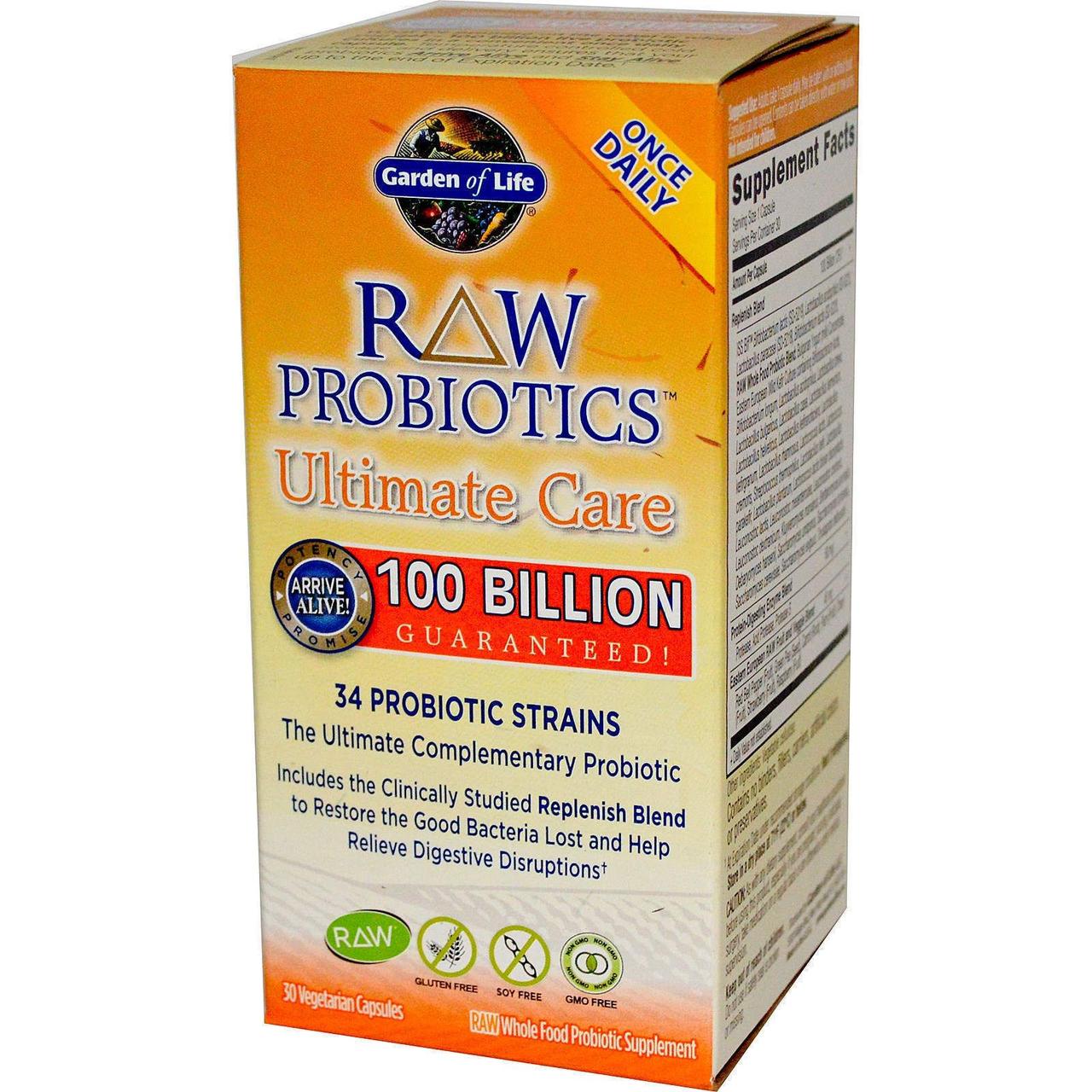 

Пробиотики наилучшей поддержки (RAW Probiotics Ultimate Care) 100 млрд КОЕ 30 капсул