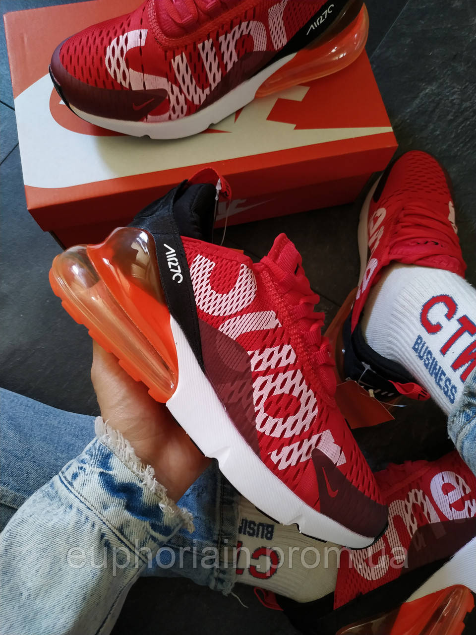 

Кроссовки мужские Nike Air 270 Supreme красные 40 размер, Красный;оранжевый