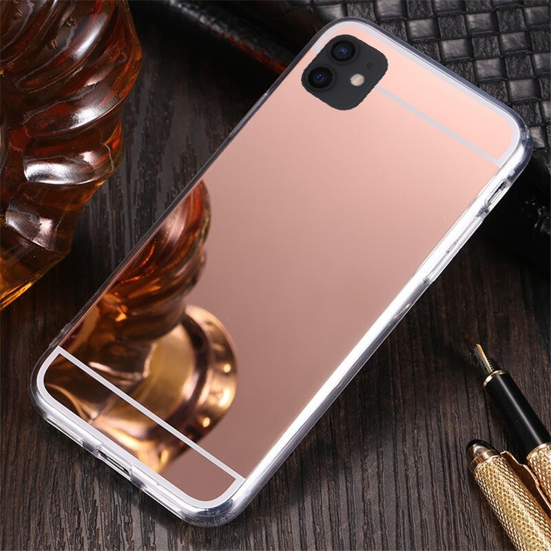 

Чехол Fiji Mirror для Apple Iphone 12 mini силикон зеркальный бампер розовое золото