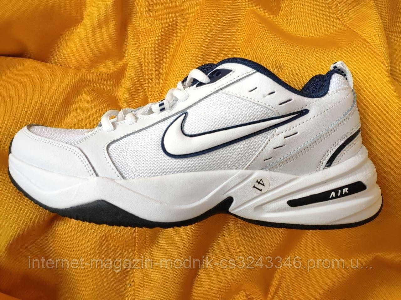 

Мужские кроссовки Nike Air Monarch (бело-синие) D111 крутая обувь на летний сезон, Белый