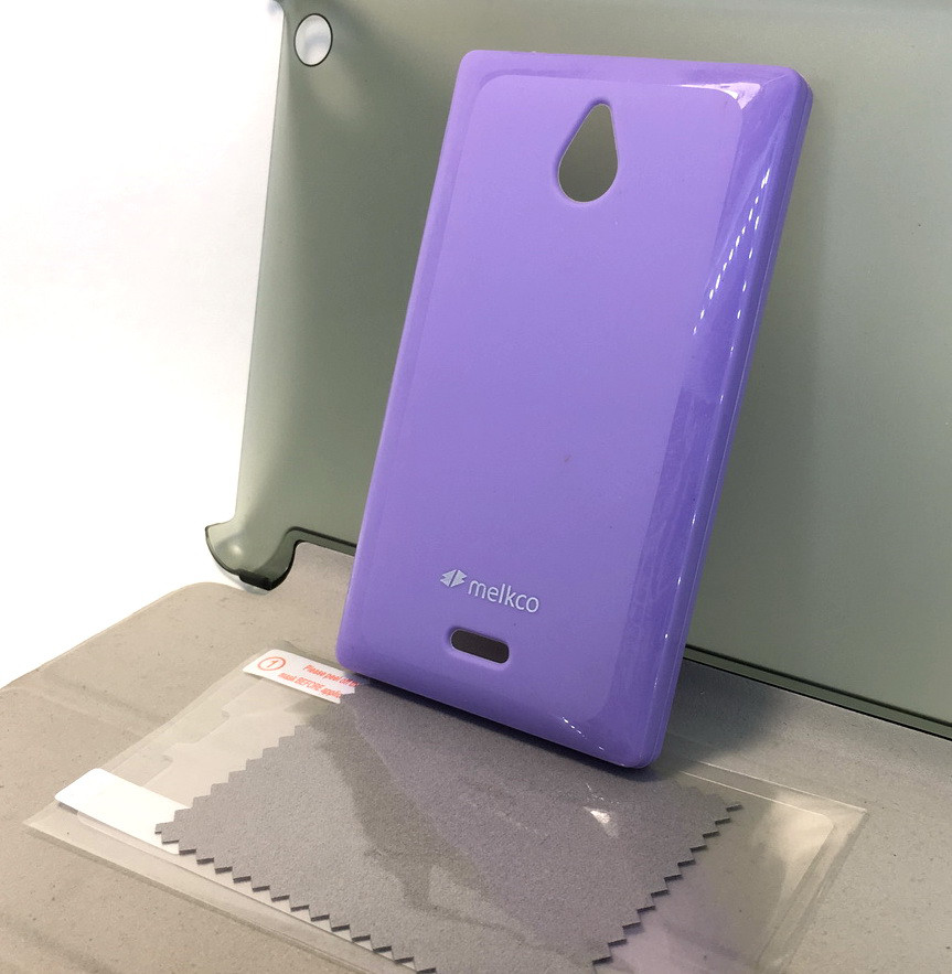 

Чехол для Nokia X, A110 силиконовый накладка бампер противоударный Melkco пленка, Фиолетовый