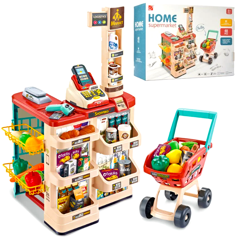 

Детский игровой набор магазин, домашний супермаркет с тележкой Metr+ 668-78